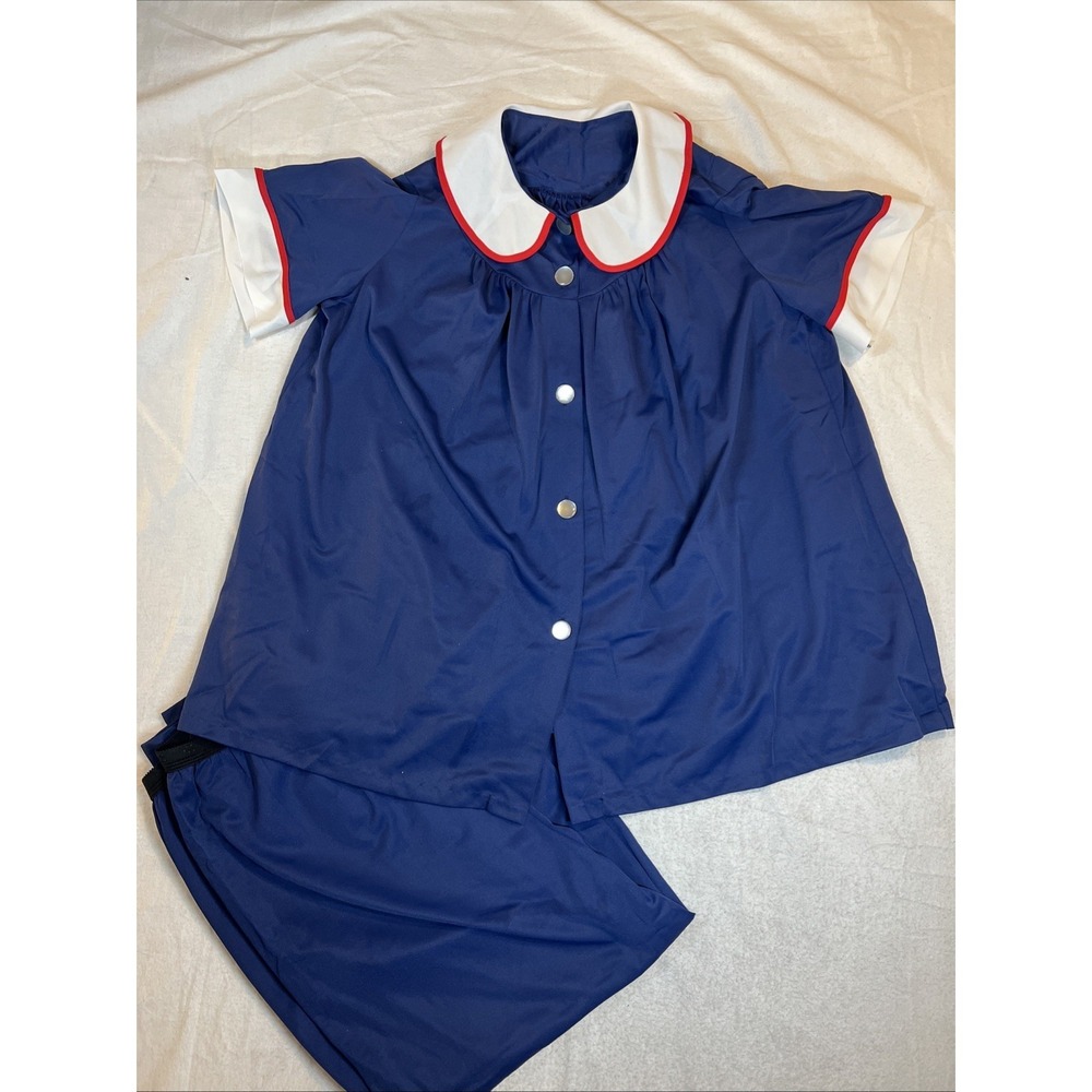 Dutchman's Vintage Pajama Set Navy Sz 16 Popeye Olive Oil Look Capri Wide Leg